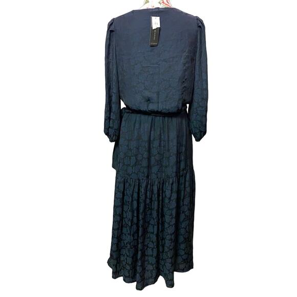 NWT Navy Blue Banana Republic Tiered Belted Dress Medium Boho Casual Fall Winter - Picture 9 of 9